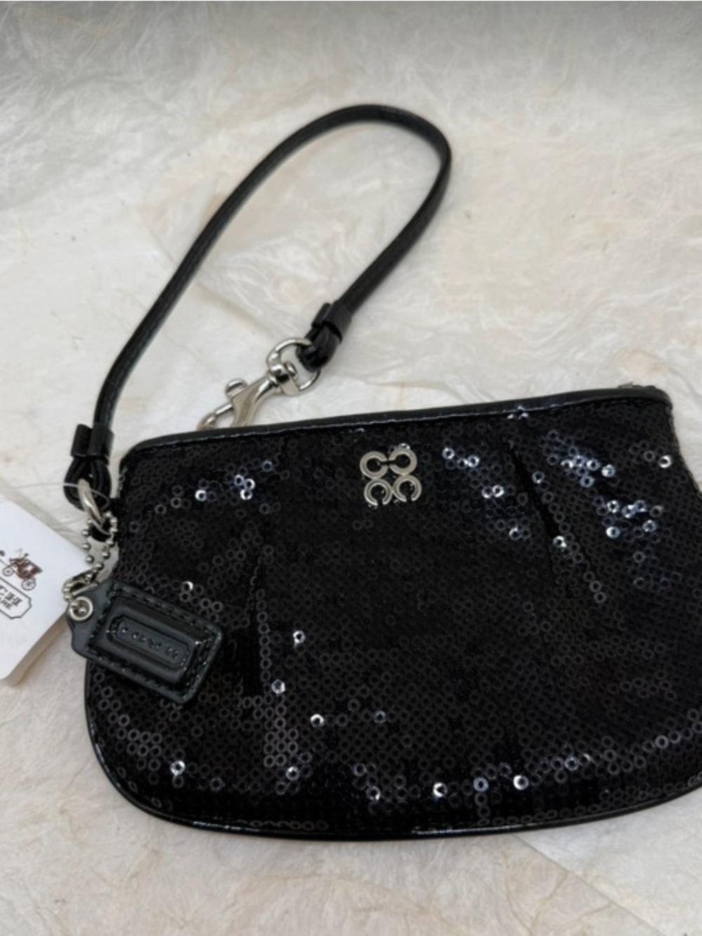 Coach Black Sequin Clutch Wristlet